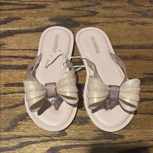 Mini Melissa Cream Sandals with Bow Detail